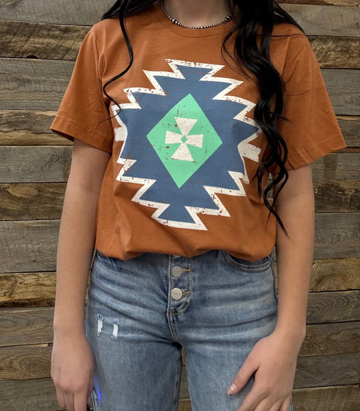 The Jackson Aztec Heather Autumn Rust Tee