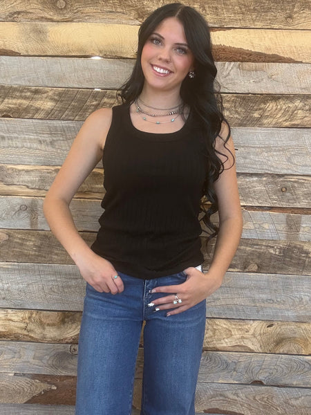 The Talk To Us Black Tank Top