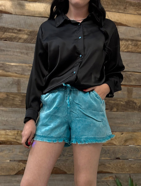 The Follow It Up Light Teal Shorts