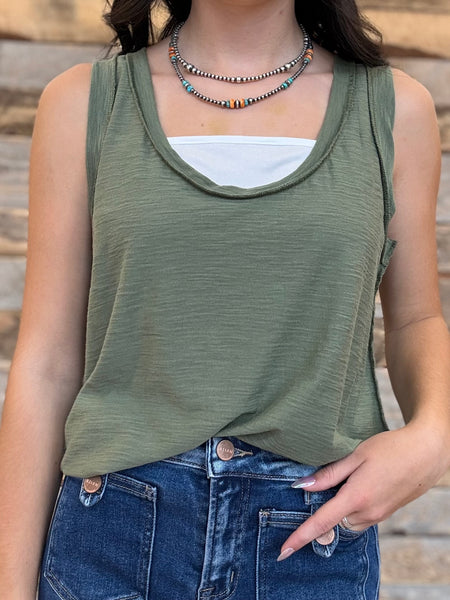 The New Way Light Olive Tank Top