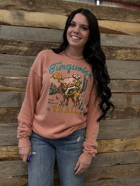 The Turquoise Trails Mineral Peach Orange Sweatshirt