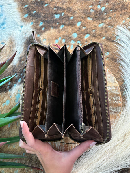 The Chocolate Leather Basic Wristlet Wallet