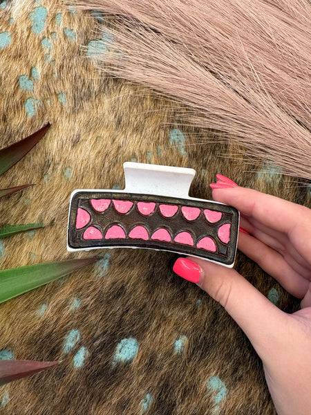 The Pink and Brown Leather Hair Clip