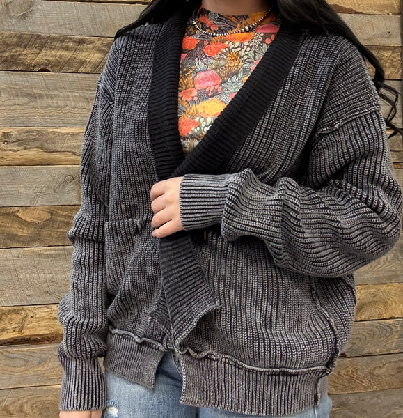 The Way There Black Sweater Cardigan