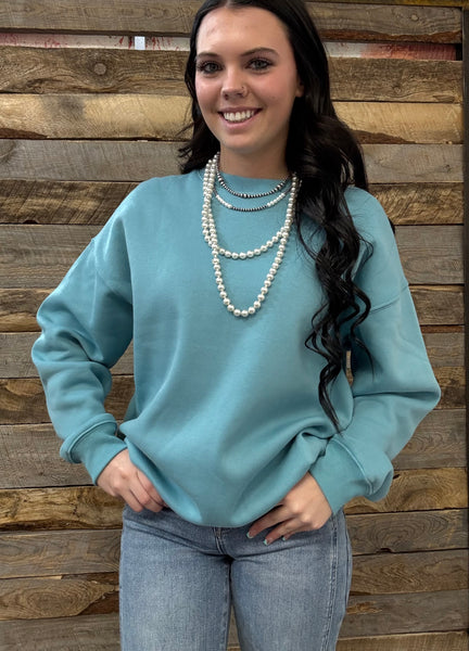 The Right Way There Dusty Teal Sweater