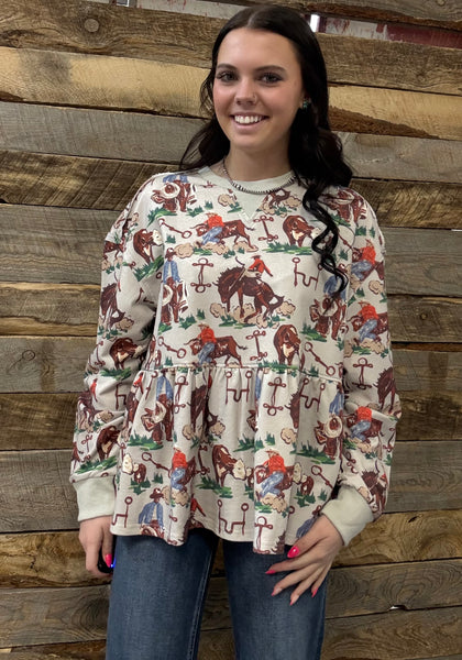 The All Things Cowboy Baby Doll Top