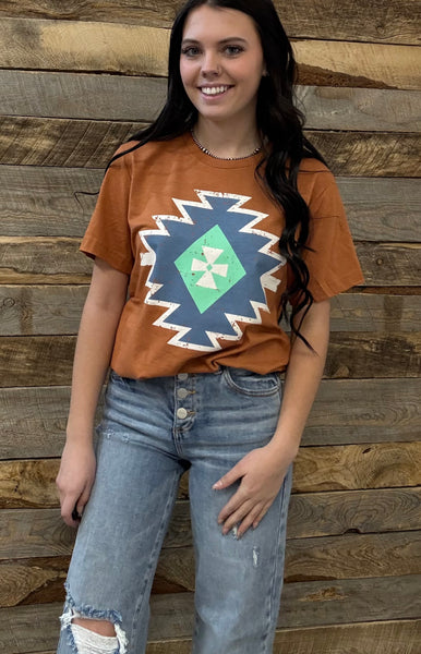 The Jackson Aztec Heather Autumn Rust Tee