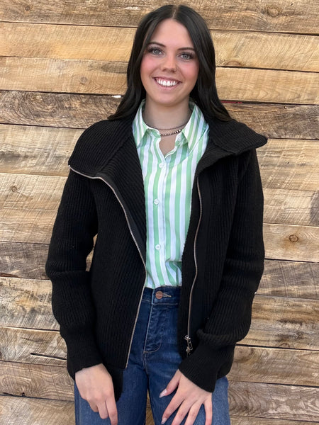 The Nothing Stops This Black Sweater Cardigan Jacket