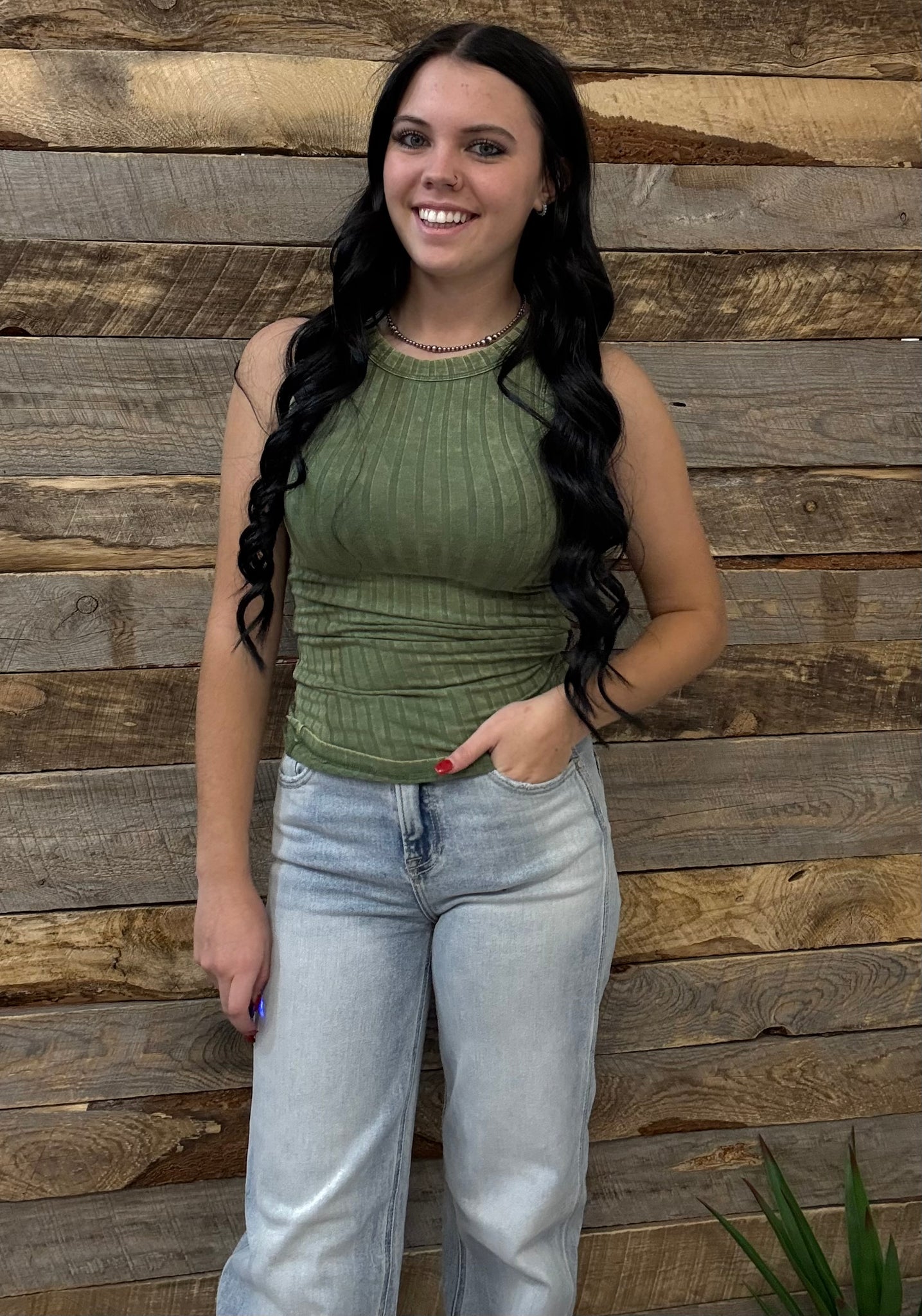 The Remember This Ash Olive Tank Top