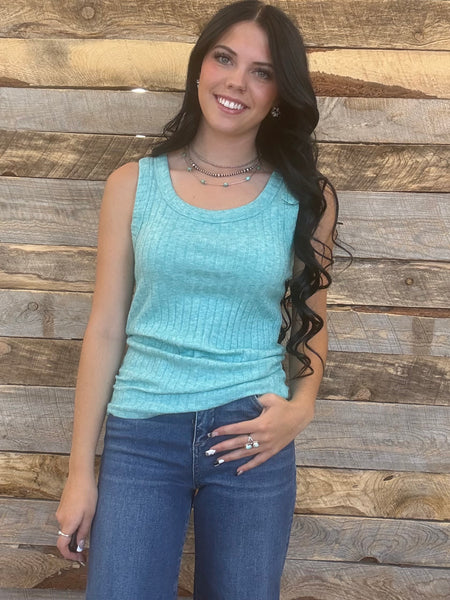 The Talk To Us Turquoise Tank Top