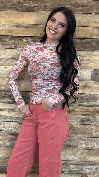 The Floral White Mesh Top