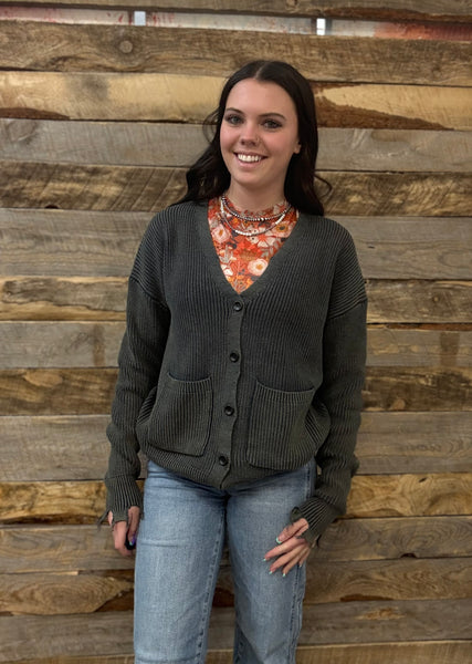 The Really Vintage Dark Grey Sweater Cardigan