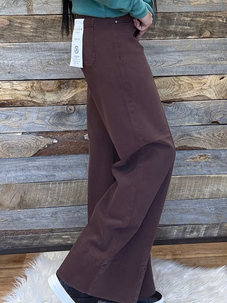 The Whitley Choco Brown Mid Rise Wide Leg