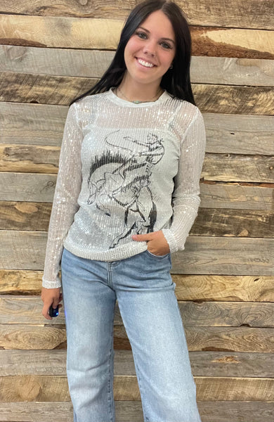 The Buckin' Bronc Sequin Top
