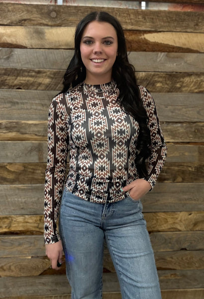 The Aztec Black Mesh Top