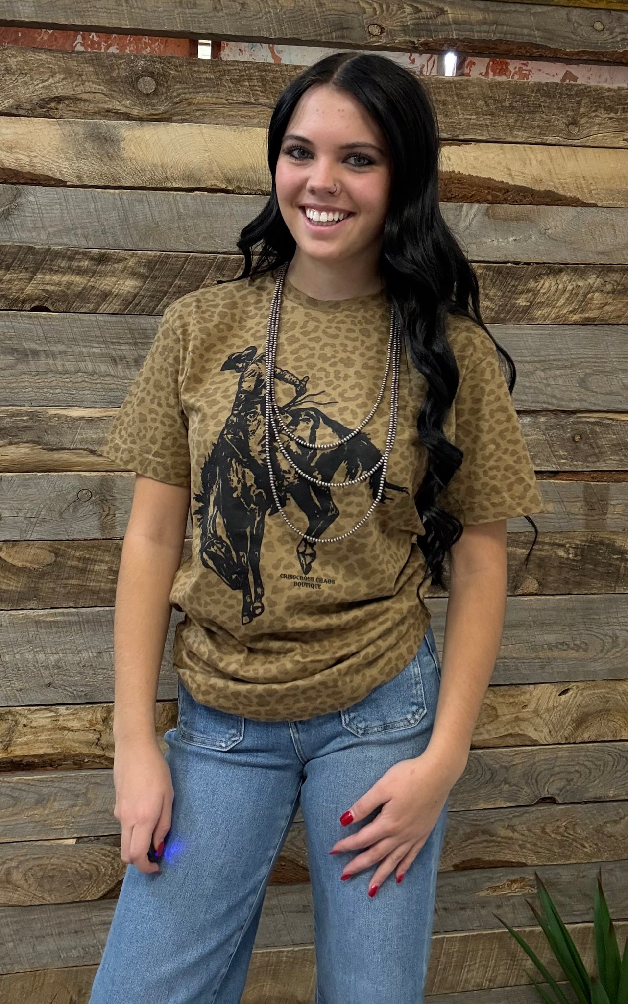 The Black Bronc Leopard Tee