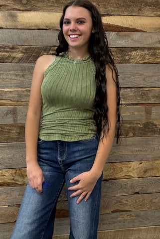 The Remember Those Ash Olive Tank Top