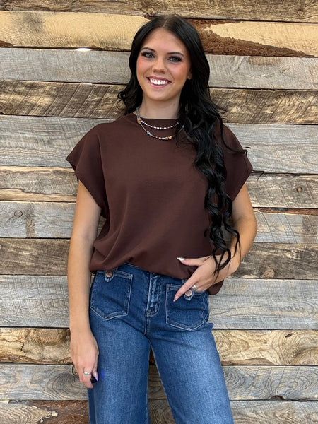 The Talk To Them Brown Sweater Tank Top