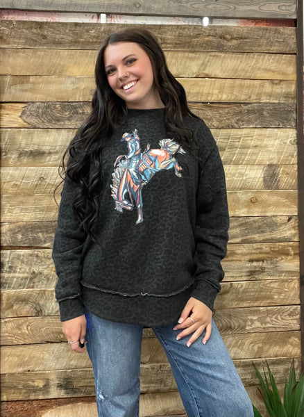 The CrissCross Chaos Bronc Leopard Sweatshirt
