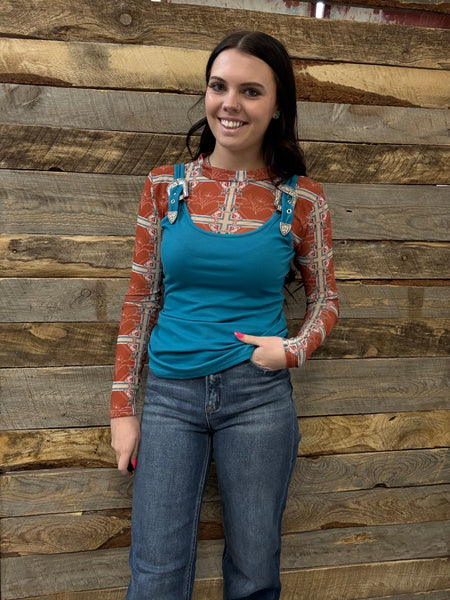 The Look Up Turquoise Buckle Tank Top