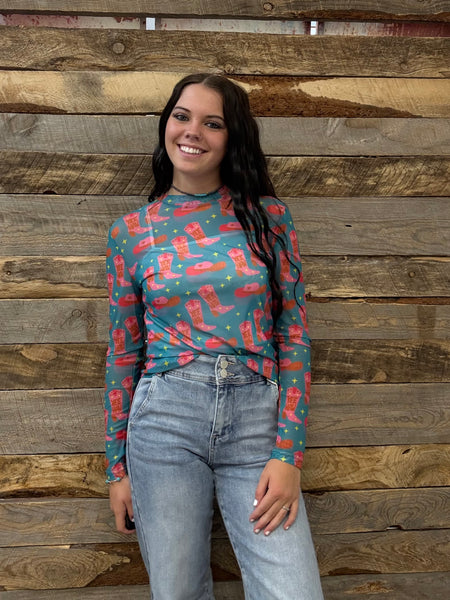 The Boots and Yeehaw Mesh Top