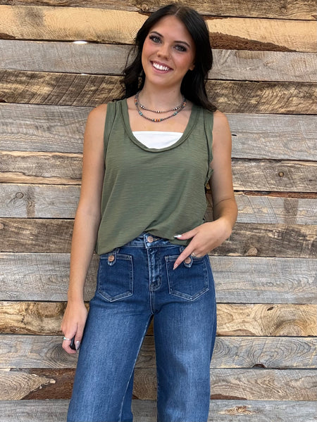 The New Way Light Olive Tank Top