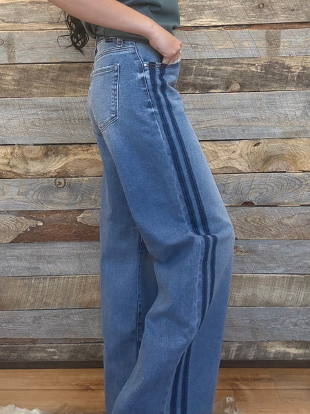 The Nicole Slouchy Wide Side Shadow Wash Jeans