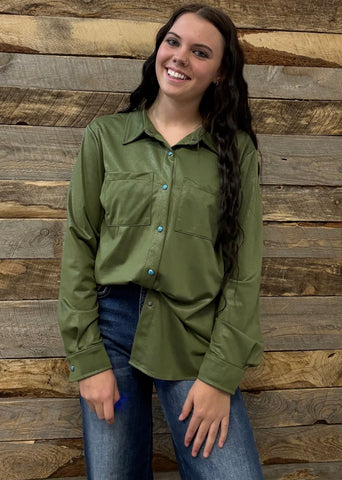 The Leather Days Green Top Cardigan