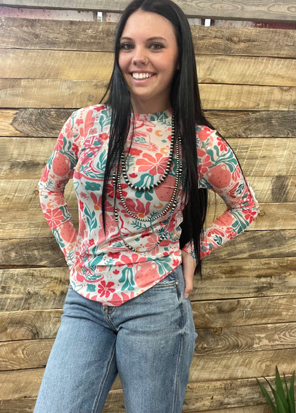 The Floral Boots Mesh Top