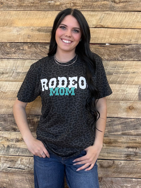The Rodeo Mom Leopard Black Tee