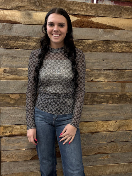 The Diamond Aztec Mesh Top