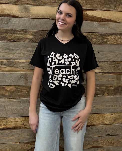 The Teacher Black V Neck Tee