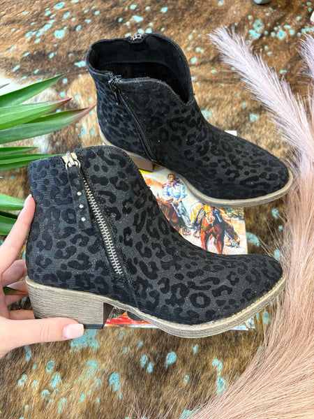 The Best Way Black Leopard Bootie