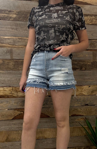 The Kaitlyn High Rise Light Jean Shorts