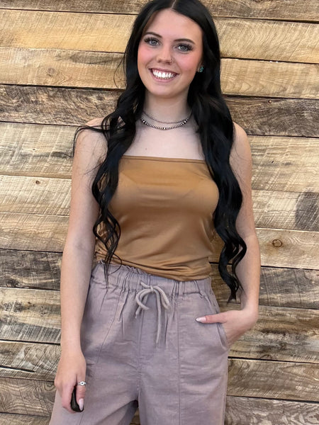 The Dark Mustard Crop Tank Top