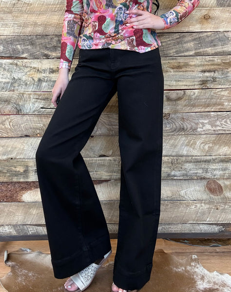 The Oaklyn Black High Rise Ankle Wide Jean