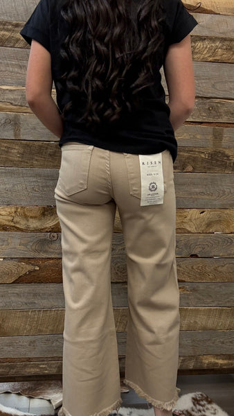 The Josey High Rise Wide Leg Crop Taupe Jean