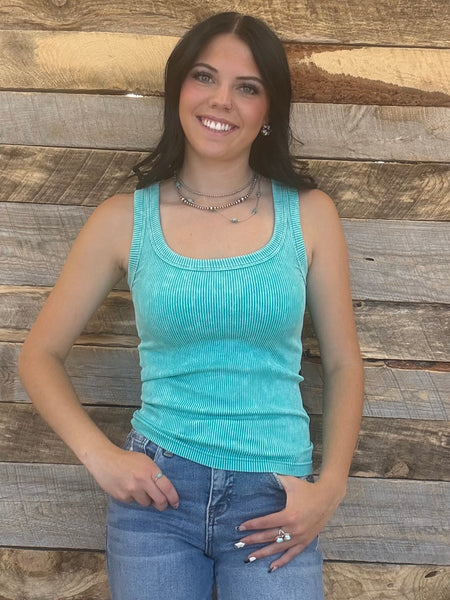 The Talk To Me Turquoise Tank Top