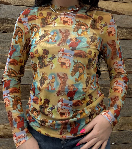 The Vintage Cowgirl Mesh Top