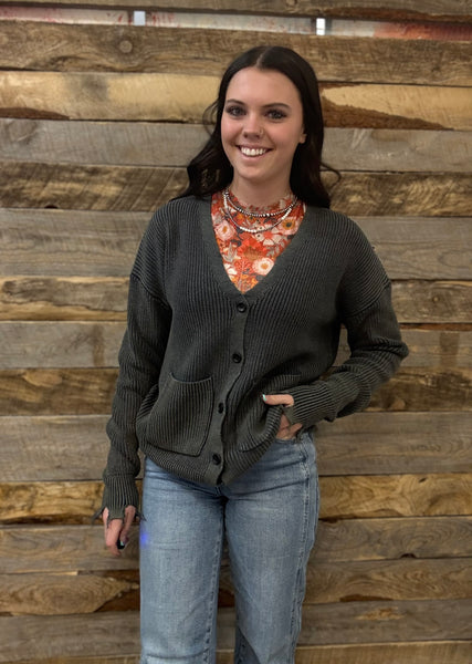 The Really Vintage Dark Grey Sweater Cardigan