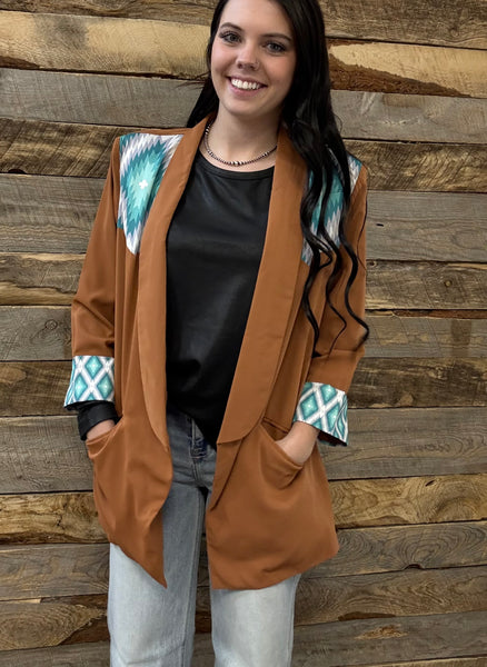 The Western Aztec Tan Blazer