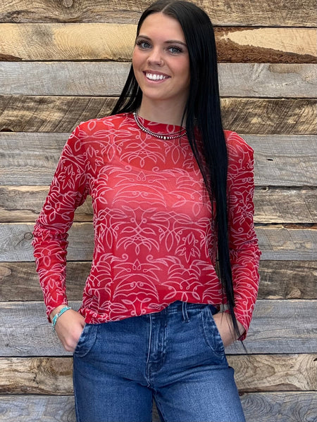 The Bootstitch Red Mesh Top