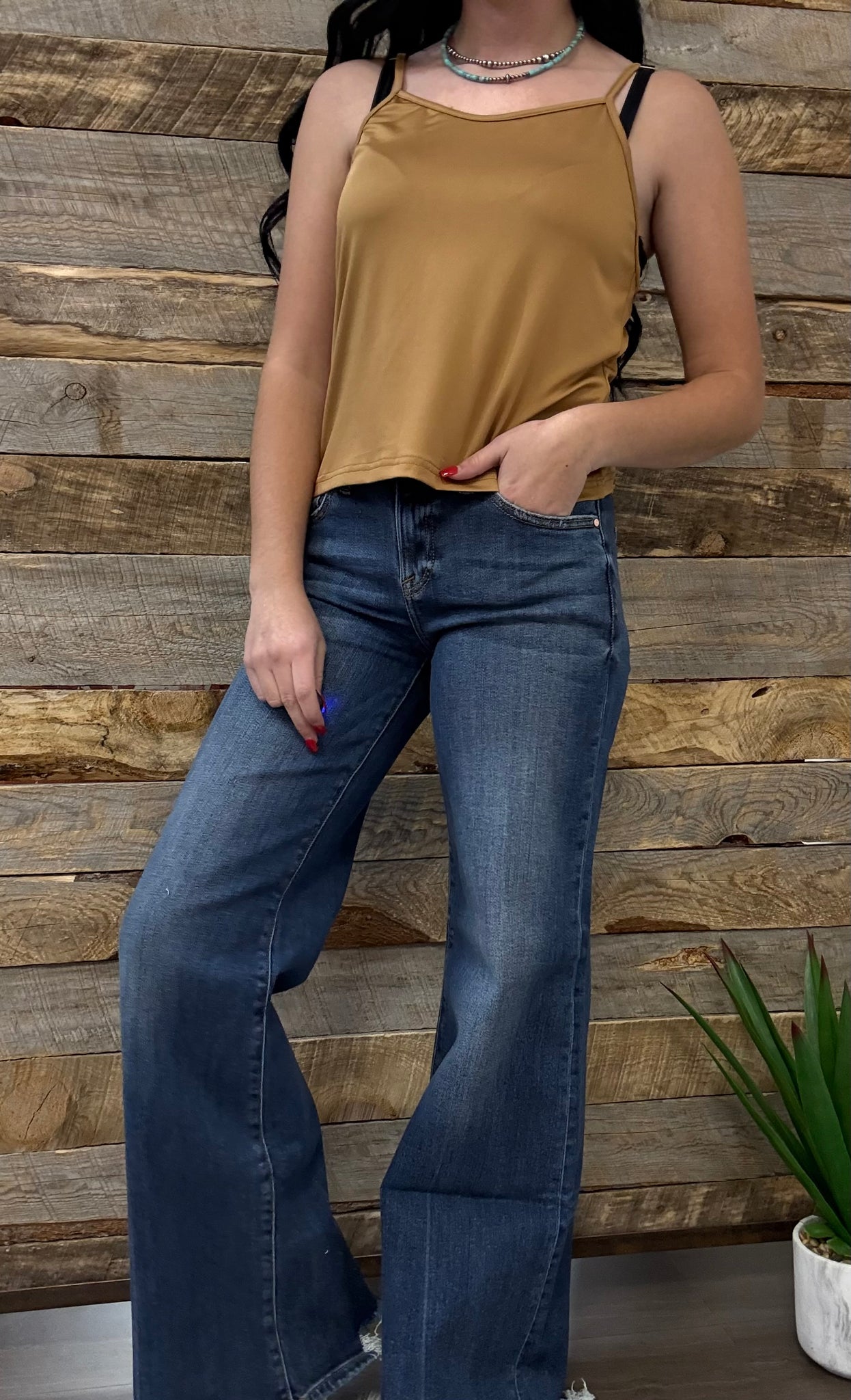 The Dana Mid Rise Extreme Wide Leg Dark Jeans