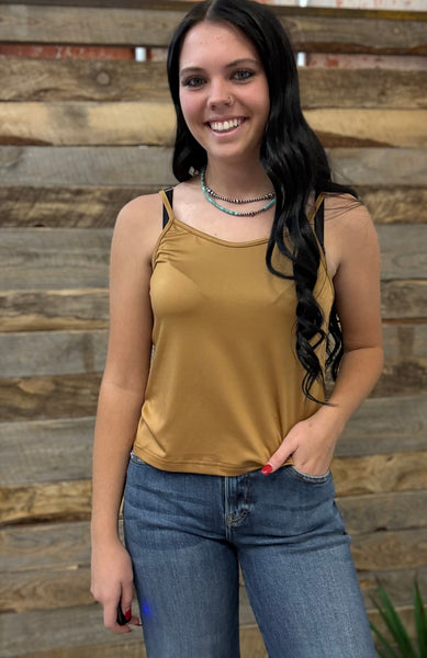 The Dark Mustard Crop Tank Top