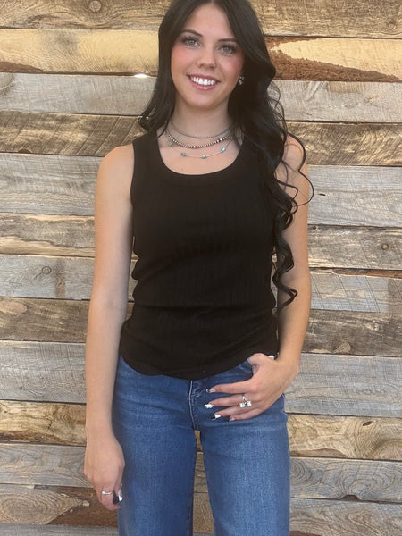 The Talk To Us Black Tank Top