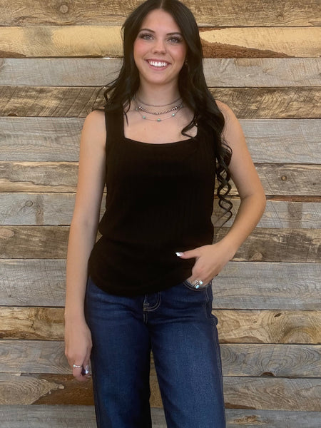 The Talk It Up Black Tank Top
