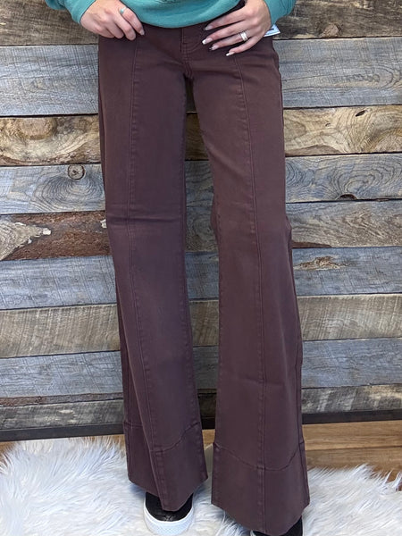 The Whitley Choco Brown Mid Rise Wide Leg