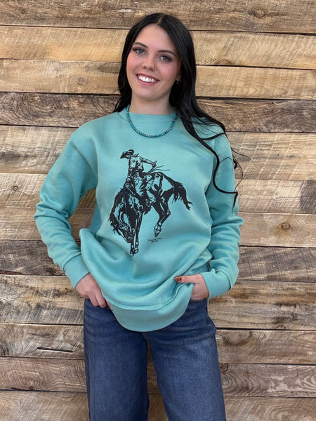 The Bronc Perfect Cut Teal Sweatshirt