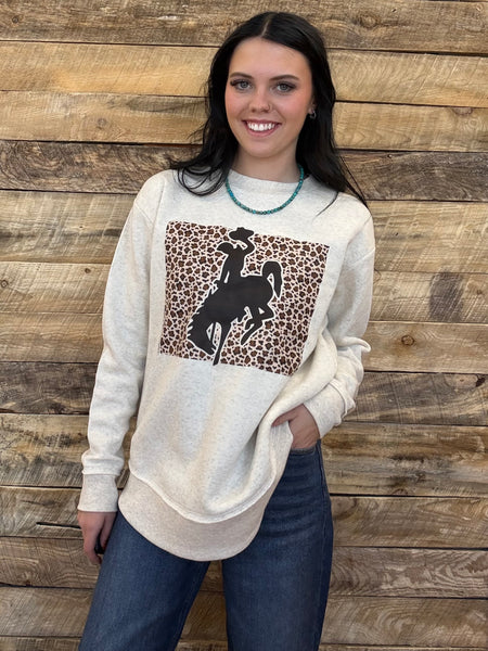 The Leopard Bronc Sweatshirt Perfect Cut Oatmeal Sweatshirt