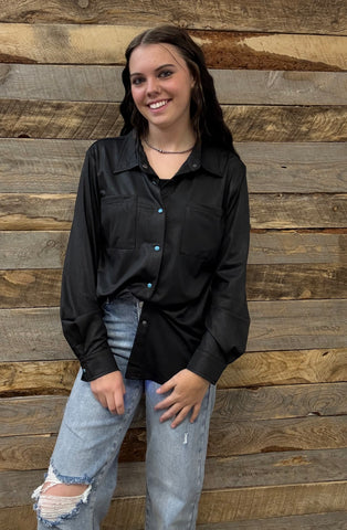 The Button Down Black Top Cardigan